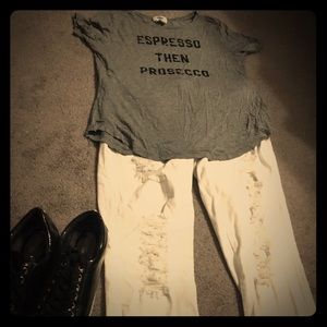 White ripped Ana jeggings